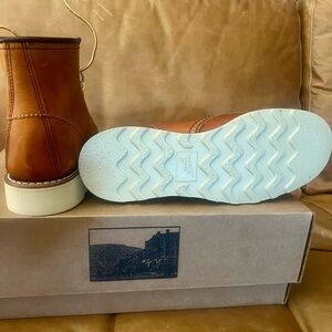 Red Wing Shoes Brown Lace Up Boots with Moc-Toe Design